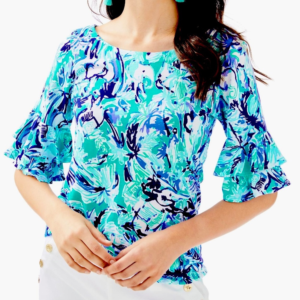 lilly pulitzer xs lula top elephant appeal